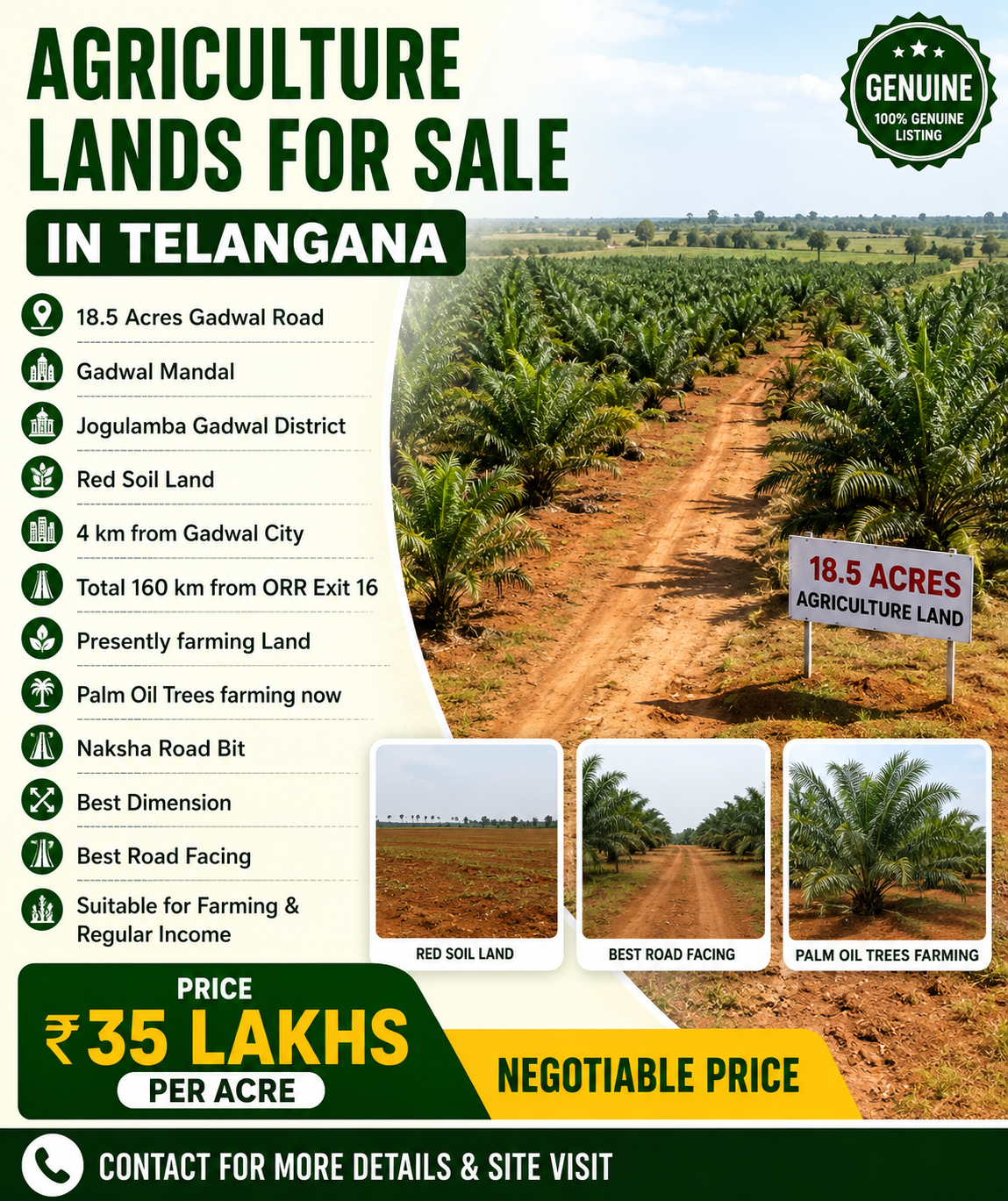 Genuine Agriculture Land for Sale in Telangana – 18.5 Acres on Gadwal Road